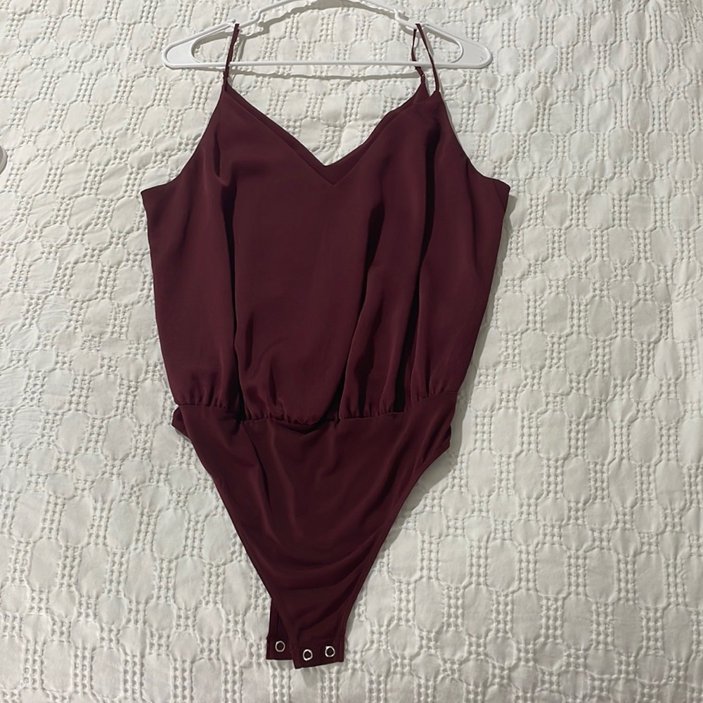 Express thong bodysuit- maroon.